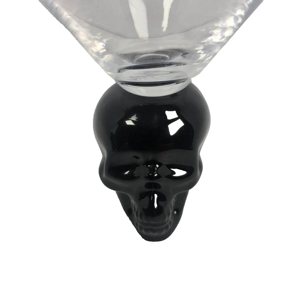 Skull Stem Martini Glass Black Skull Goblet Halloween Cocktail Glass Gothic Bar